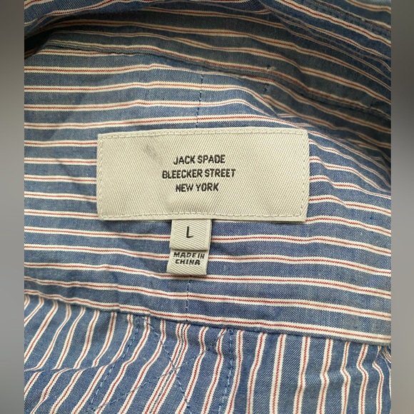 Jack Spade Bleecker Street Shirting Stripe Button Down Sport Shirt Blue L - Picture 4 of 4